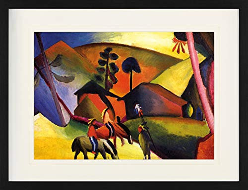 1art1 August Macke Poster Indianer Auf Pferden, 1911 Gerahmtes Bild Mit Edlem Passepartout | Wand-Bilder | Im Bilderrahmen 80x60 cm