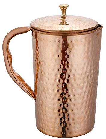 Pichet 100 % cuivre martelé pour la santé ayurvédique sans doublure intérieure 1,5 l