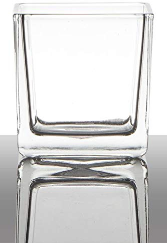 innaGLAS Verre à Bougie Kim, Cube/carré, Transparent, 8x8x8cm - Bougeoir/Photophore