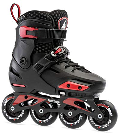 Rollerblade APEX Pattini in Linea Rigidi da Ragazzo con Chiusura a Fibbia e Lacci, Nero/Rosso