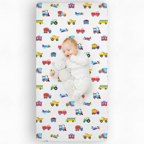 Wildkin Spannbettlaken für Kinderbetten, Züge, Flugzeuge und LKWs, 100% Bio-Baumwolle, Flanell Bettlaken, weiß