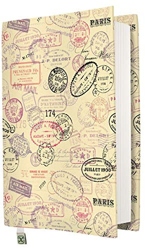 Custodia rigida per libro per libro in brossura, tessuto lavabile, pellicola protettiva per libri, imbottitura per tablet e PC per adulti (francobollo, M)