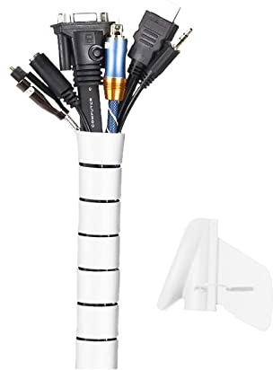 MOSOTECH 2m Kabelschlauch Weiß, Flexible Kabelkanal Cord Organizer Kabelhülle Schutz-System, Universal Kabelmanagement fürTV, Computer, 2m - ∅16mm