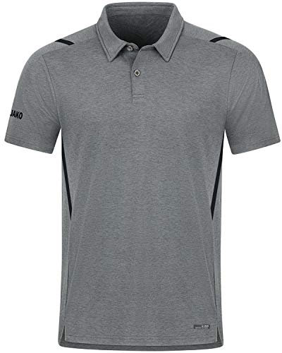 JAKO Herren Poloshirt Challenge, Steingrau-Meliert/Schwarz, 3XL