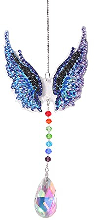 Demiawaking Diamond Painting Windspiele Sonnenfänger DIY Diamant Malerei Gartendeko Kristall Anhänger Auto Fenster Deko Geschenk (Engel Flügel)