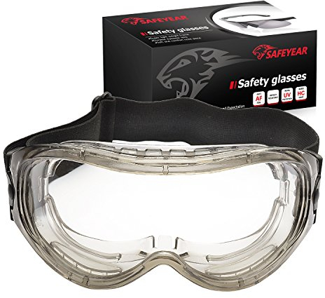 SAFEYEAR Gafas de seguridad antivaho para adultos-SG007GY Gafas de seguridad que funcionan con resistencia al viento y protección UV400. Perfecto para laboratorio