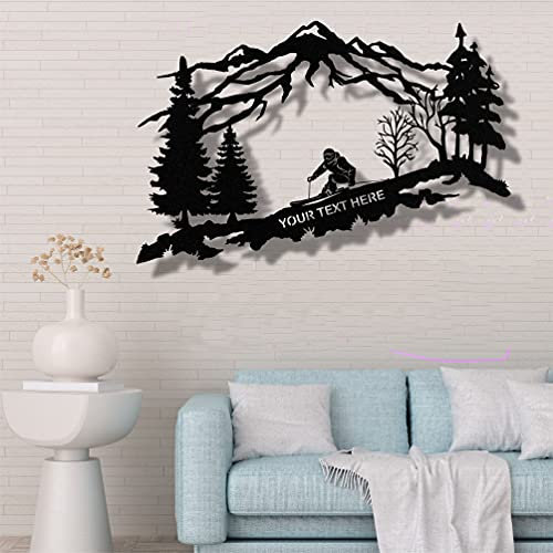 Metall-Wanddekoration, Skier-Monogramm, Heimdekoration, Wandschild, Metall-Wandkunst, Innendekoration, Innen- und Außenbereich, 60 x 38 cm
