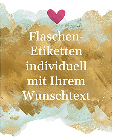 8 Flaschenetiketten selbstklebend mit Text personalisiert - Etikett Herz Modern 2 - Flaschen Aufkleber für Wein oder Sekt Hochzeit JGA Abschied DIY Danke