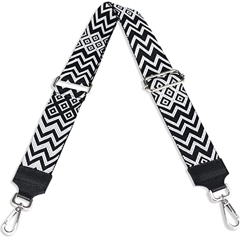 Schultergurt 5cm breit, Made in Italy, Schulterriemen für Taschen und Handtaschen, verstellbarer Taschengurt für Damen und Herren, DIY Zubehör Bohemian Schwarz