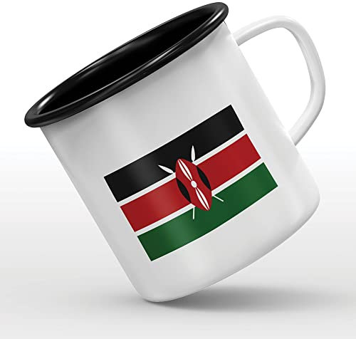 Taza esmaltada con diseño de bandera de Kenya