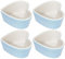 Sizikato Lot de 4 ramequins en porcelaine bleue en forme de cœur 9,1 cm pour souffle, crème brûlée et sauces à trempage
