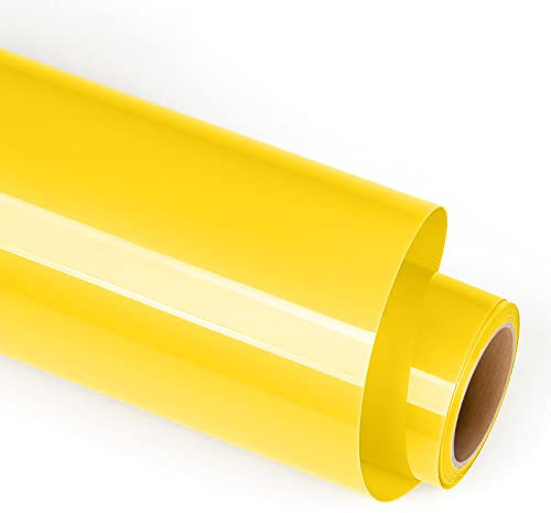 Lya Vinyl Heat Transfer Vinyl, 12 x 6FT(30.5cm x 183cm) Yellow Iron on Vinyl for Cricut, Silhouette Cameo, HTV Vinyl for Cloths, Hats, Fabric(Yellow)
