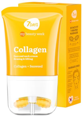 7DAYS Face Moisturizer with Collagen – Korean Skin Care Daily Face Cream for Women – Anti Aging, Anti-Wrinkle, Firming – with Face Roller & Neck Massager – 2.7 fl oz