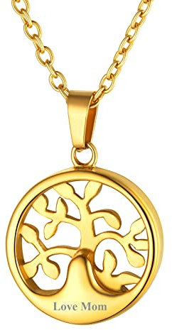 FindChic Collar Cenizas Colgante Árbol de la Vida Personalizado Colgante para Cenizas Humanas Oro Acero Inoxidable