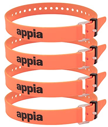 Appia Straps - Spanngurte 50cm Orange (4er Pack) inkl. Strap-Keeper für Fahrrad, Ski, Bikepacking, Camping, Heimwerken aus TPU mit rostfreier Aluminium-Schnalle