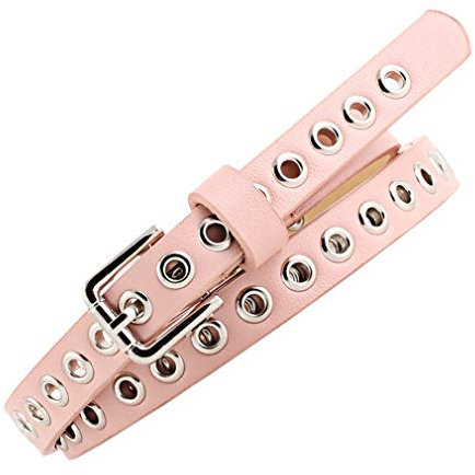 NiceYnn Femme Homme Ceinture Minceur en PU Cuir Ajustable Ceintures à Oeillets avec Aiguille pour Pantalon Robe Short Jean Hip-hop Rose