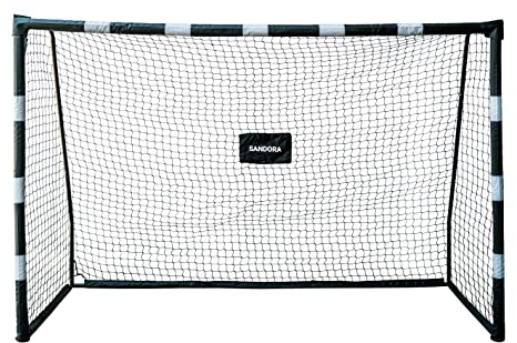 Sandora Fußballtor Hattrick in Breite XL 300 x 200 x 120 cm Ron-Robert Zieler Edition schwarz/weiß 22140 | Ein Traumtor für Kinder | Jugendliche für Spielspaß ausserhalb des Stadions (300x200x120, XL)
