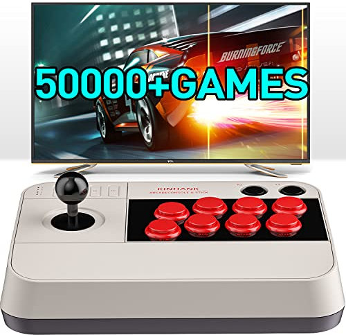Kinhank Super Console Arcade Game Console with 360° 3D Joystick, 50000+ Retro Games, Compatible with PC/Android Phone/Raspberry Pi, Turbo, Custom Buttons