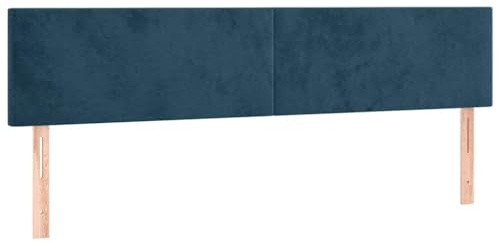 vidaXL Kopfteil, Bettkopfteil mit Holzbeinen, Höhenverstellbar Polsterkopfteil für Bett, Betthaupt Bettzubehör Schlafzimmer, Dunkelblau 180x5x78/88cm Samt