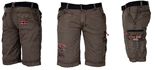 Geographical Norway Herren Cargo Shorts Kurze Hose Short Bermuda Knielang Parodi + Gürtel FVS Production H-H