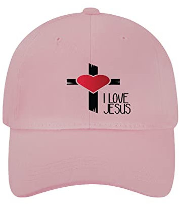 Miujonvy Unisex Vintage Washed Baseball Cap Dad Caps I Love Jesus Herz Baseball Trucker Caps, Rosa 0, One size