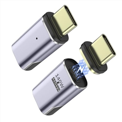 MoKo 140W USB C Magnetisch Adapter 2 Stück, Typ-C Magnet Adapter 24 Pin mit PD Schnellladung/USB4 40Gbps/8K Video für Thunderbolt 4/3 MacBook Pro/Air/Steam Deck/PS5 PSVR2/ROG Ally/iPhone 15 Series