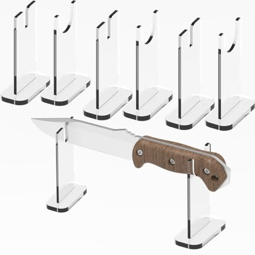 LITAITAI 4Pcs Knife Display Stand ,Acrylic Knife Holder Collector ,Knives Extendable blade holder, Single Knife Holder for Home Decor (clean bottom)