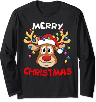Merry Christmas Reindeer Xmas Family Men Women Long Sleeve T-Shirt