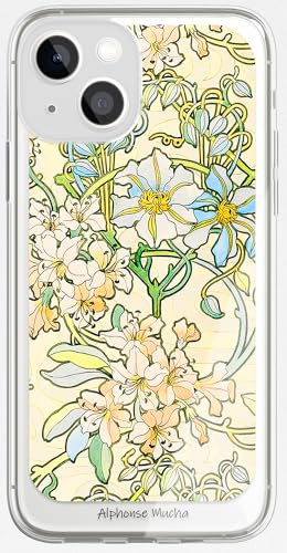 Berkin Arts Compatible with iPhone 13 Mini Case Clear TPU Transparent Cover Art Nouveau Floral Flower (Clematis by Alphonse Mucha)