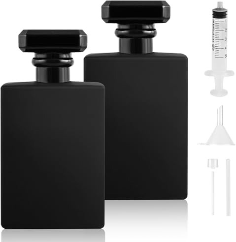 Omsscun 2 Piezas Atomizador Vidrio 30ml, Perfumeros Recargables Negros, Portable Frasco Perfume Cristal con Boquillas de Oro y Plata para Mujeres Niñas Hombres Viaje