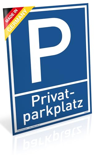 Schild Privat Parkplatz | PVC 20 x 30 cm | stabiles PVC Schild mit UV-Schutz | blau | Privatparkplatz Parken verboten | Dreifke®
