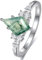 Yaresul Verlobungsring Damen, 925 Sterling Silber, Natürlicher Moosachat Edelstein, Rautenförmig, Versprechensring für Frauen Größe 54.4(17.3)