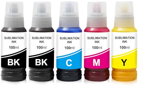 Yongairuink 500ml Sublimation Ink for EPS ET2400 ET2830 ET2815 ET4810 ET2720 ET2760 ET2750 ET2850 Inkjet Printer Heat Press on Mugs T Shirts Pillows (2BK 1C 1M 1Y)