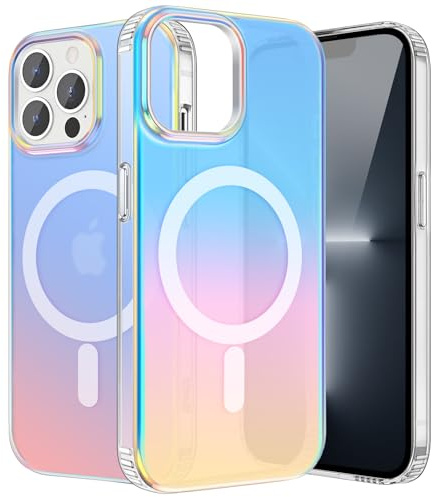 ÁRBOLORO Case for iPhone 13 Pro Max 6.7 Inch Compatible with MagSafe, Rainbow Effect Scratch-Resistant Mobile Phone Case with Silicone Colour Changing Effect Protective Case for Women and Girls