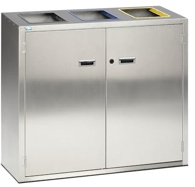 VAR | Wertstoffsortierstation | Edelstahl | 3 x 90 l Volumen | mit offenem Einwurf