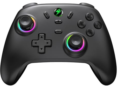 ALEEMTRY Controlador de conmutación compatible con Switch/Switch Lite/Switch OLED/Android/iOS/Windows, controlador inalámbrico Switch Pro con joysticks RGB Hall Effect, 1000 mAh controlador Switch con