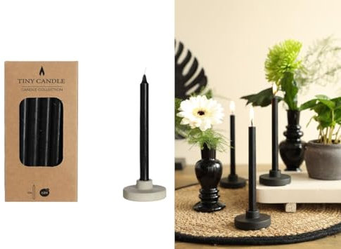 NaDeco Baumkerzen, Set mit 12 STK, Höhe 14cm, Ø 1,2cm, in vielen Farben erhältlich, Brenndauer 2 Std | Wachs-Baumkerzen | Christbaumkerzen | Wachskerzen, Farbe:Schwarz