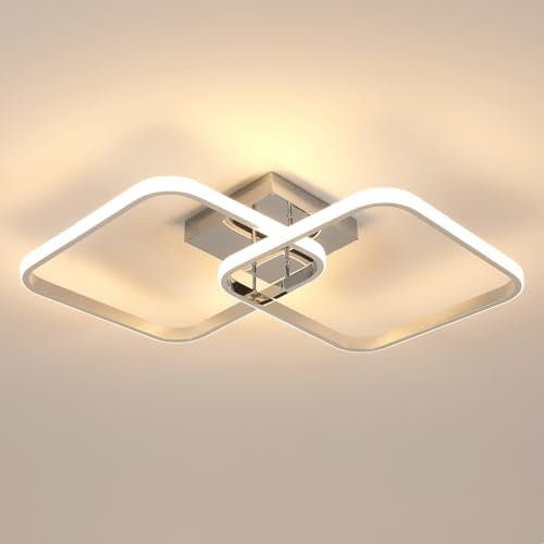 Comely Deckenlampe LED, 42W 4700LM LED Deckenleuchte Modern Design, Chrom Quadratische Deckenleuchten für Wohnzimmer Schlafzimmer Küche Flur, 3000K Warmweiß