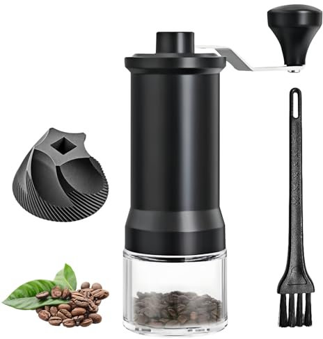 WANDGU Moulin à Café Manuel 18x5 cm - Broyeur Conique en Acier Inoxydable, Haute Précision pour Café Filtre et Expresso, Design Compact et Portable pour Maison et Voyage, Facile à Utiliser Nettoyer