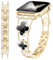 fitonyo Bracelet Trèfle Diamant compatible avec Apple Watch Series 10/9/8/7/6/5/4/3/2/1/SE,Bracelet métal habillé Sparkle Bling Diamant Bracelet pour iWatch 42/44/45/46/49mm Or Noir