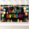 PartyYaa Geburtstag Banner, Happy Birthday Banner Deko für Kinder, Extra Großes Geburtstag Party Fotoautomaten Hintergrund Deko Schild Poster für Mädchen und Jungen (Schwarz)
