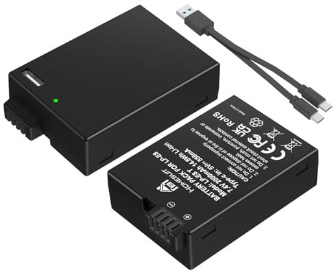 Homesuit LP-E8 Akku 2000mAh und 2-in-1 USB-C Ladekabel für Canon EOS Rebel T2i, T3i, T4i, T5i, EOS 550D, 600D, 650D, 700D, Kiss X4, X5, X6, LC-E8E-Kamera mit Aufbewahrungsbox (2er-Pack)