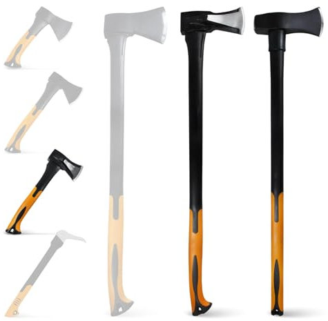 BOOMET Set: Beil 1000g / Axt 2200g / Hammer 3000g · Verschiedene Äxte und Sets zur Auswahl · Spaltaxt · Effizientes Holzspalten mit Fiberglasstiel für Brennholz und Garten