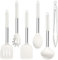 Herogo Kitchen Utensils Set, 6-Piece Silicone Cooking Utensil Set, Heat Resistant Stainless Steel Handle Cooking Tools, Non-Stick Silicone Spatula Turner Spoon Set, Easy to Clean - White