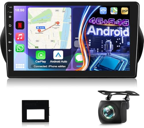 NHOPEEW 4+64G Autoradio für Citroen Nemo/Peugeot Bipper/FIAT Fiorino Qubo 2008-2017 - 10 Zoll Android Autoradio mit Drahtlos Carplay und Android Auto - Mirror Link DSP Split-Screen + Rückfahrkamera