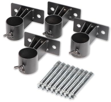 Gartenwelt Riegelsberger 4er Set Wandhalterungen aus Metall für Lamellenzäune Rohrdurchmesser 30 mm Wandbefestigung inkl. Schrauben Muttern Sicherheitsanker