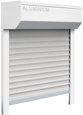 Schellenberg 39067 39067-Juego Ventana, Sistema Enrollable, 115 x 120 cm, Color Blanco/Gris, 45° de Aluminio, Incluye rieles guía, blindaje de persiana de PVC