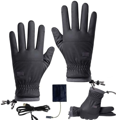 Heated Gloves - USB Heating Windproof Hand Warmers | Ergonomic Electric Mittens For Winter Working Sports Snowboarding Sledding Cycling Hiking Camping Outdoor Cold Weather Thermal Warming Accessories