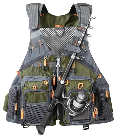 TOMSHOO Fly Fishing Vest for Men Women One Size Fits Most | Lightweight Fishing Jackets, Adjustable Strap with Mesh Shoulder Pad, Multi Pockets, for Outdoors Stream Travel Hiking