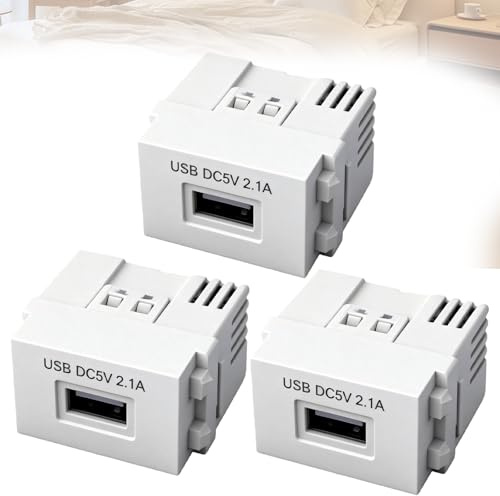 BAIFULAI 3 Moduli Di Alimentazione USB, Trasformatore Da 220 V A 5 V, Adattatore Di Ricarica Da 2,1 A, Presa Di Ricarica, Adattatore Interruttore, USB Da Incasso Per Smartphone